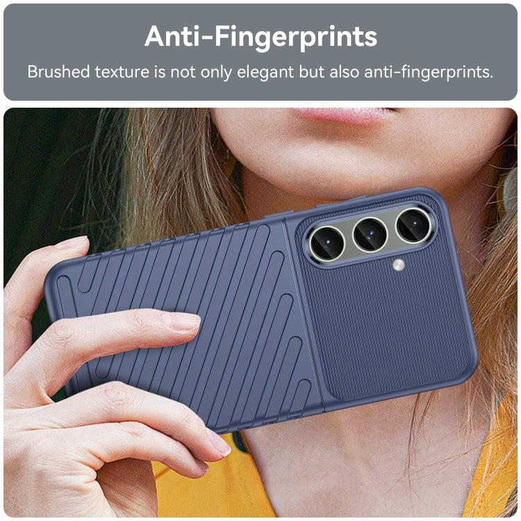 Blue Thunderbolt Shockproof TPU Phone Case for Samsung Galaxy S24+ 5G, showcasing its sleek design and durable material.